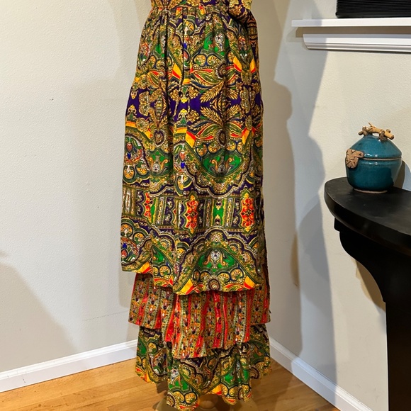 Vtg. 70 s Ellen Tracy for I Magnin 3 tier Psychedelic Gypsy Skirt - Sz S - Picture 9 of 11